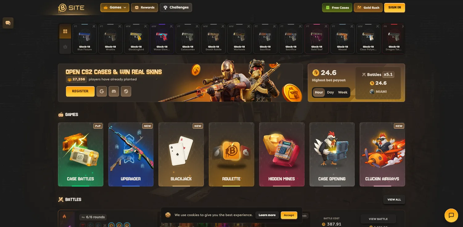 Screenshot of the B.Site website