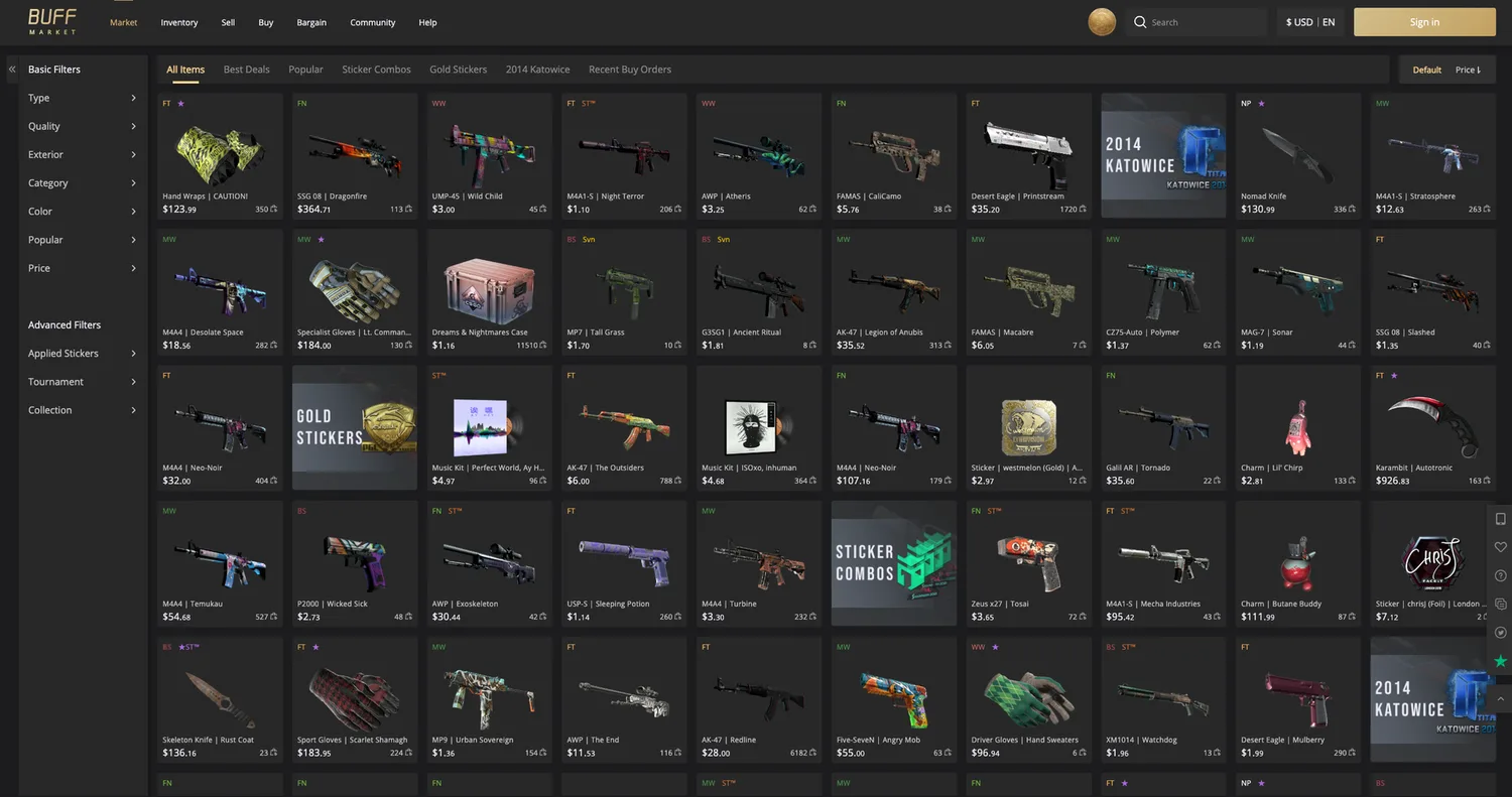 Screenshot of the Buff.Market website