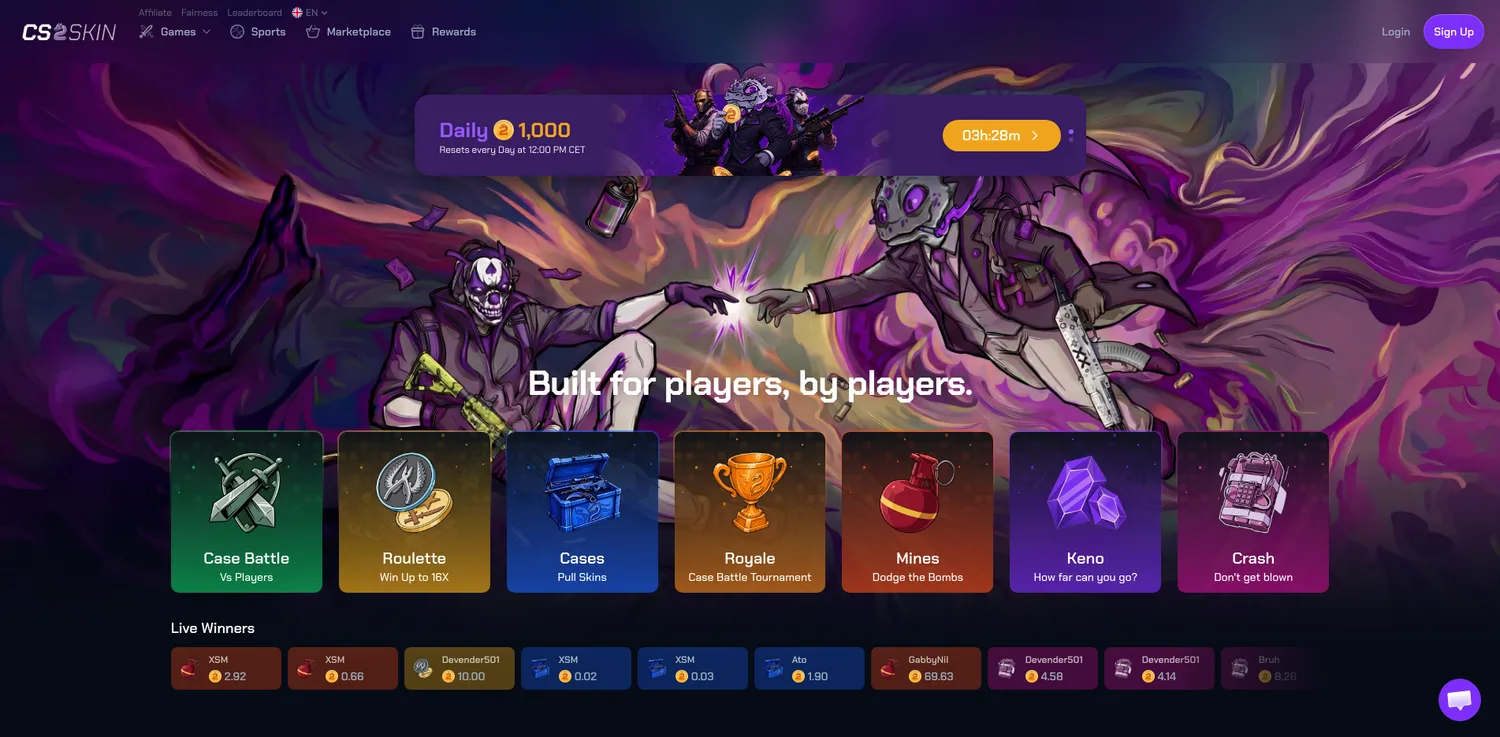 Screenshot of the CS2SKIN website