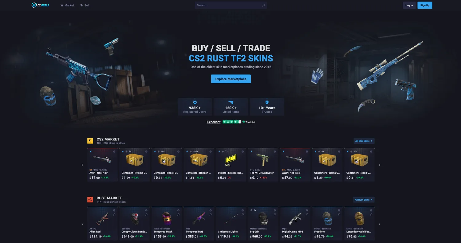 Screenshot of the CS.Deals website