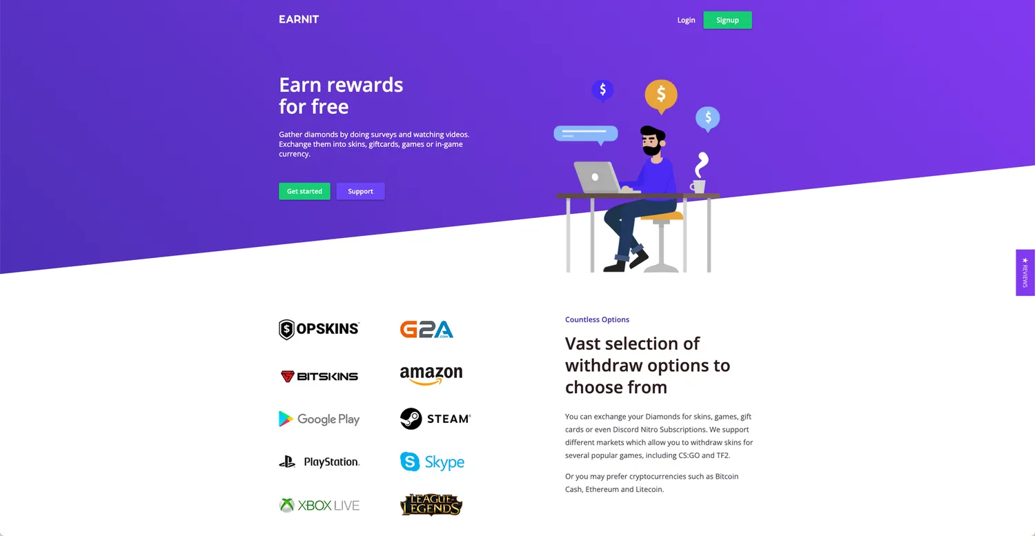 Screenshot of the EarnIt.gg website