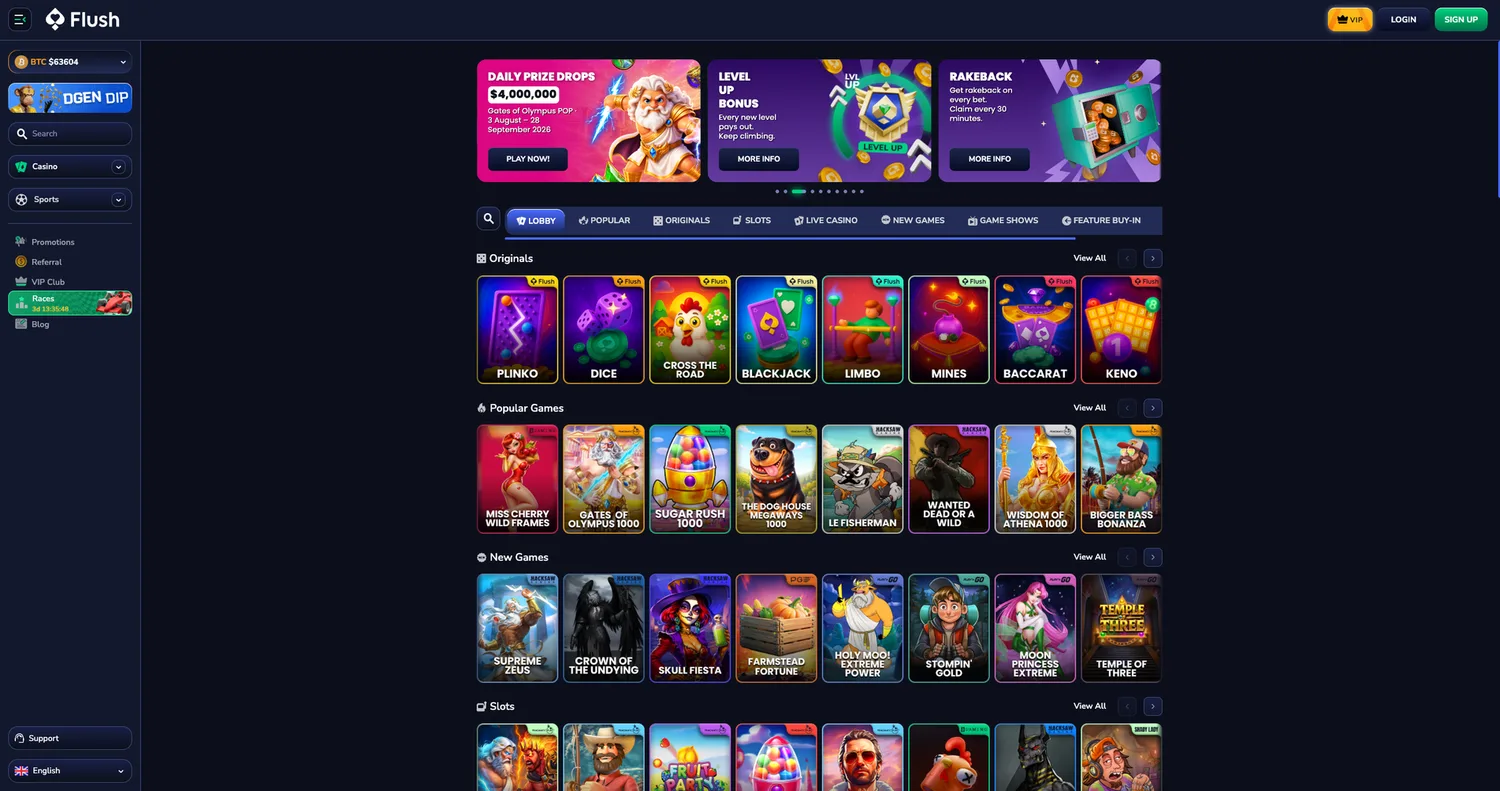 Screenshot of the Flush.com website