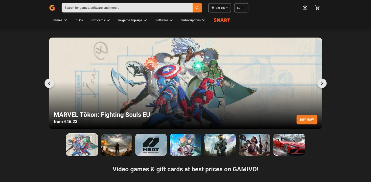 Screenshot of the Gamivo website