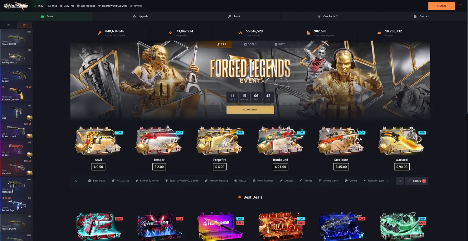 Screenshot of the HELLCASE website