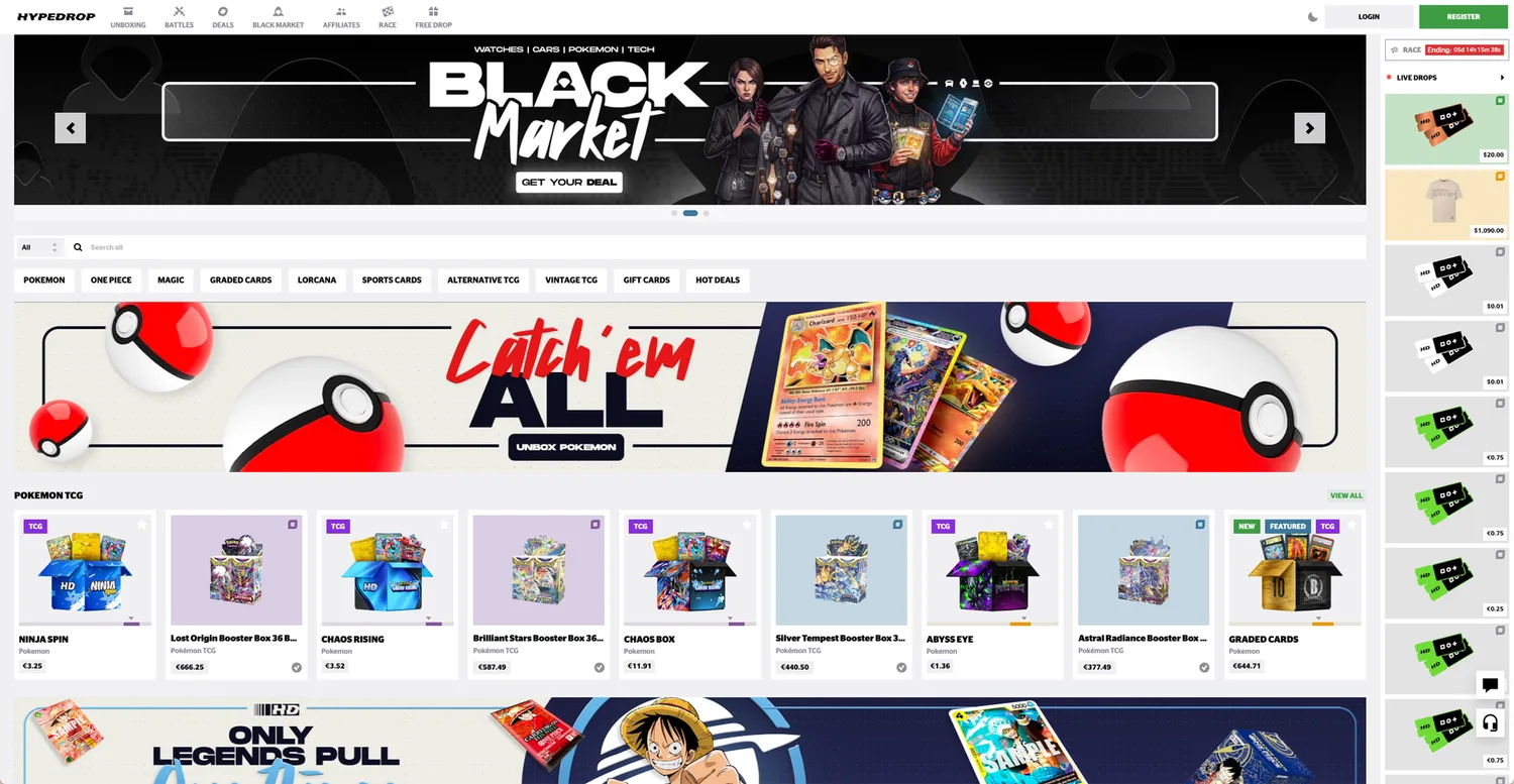 Screenshot of the HypeDrop website