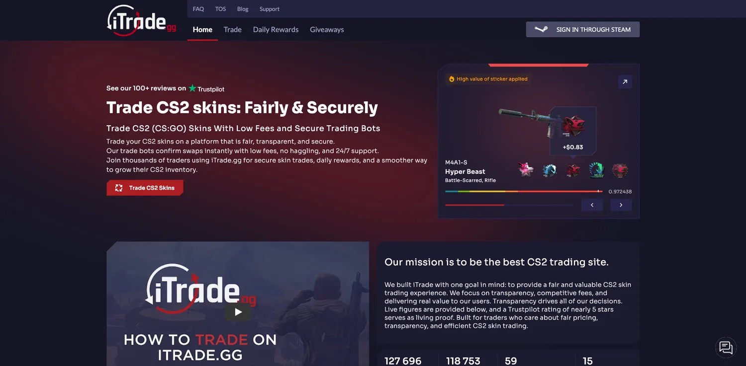 Screenshot of the iTrade.gg website