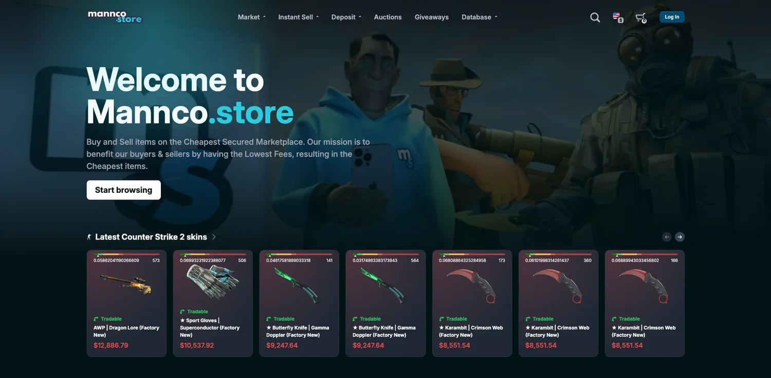 Screenshot of the Mannco.store website