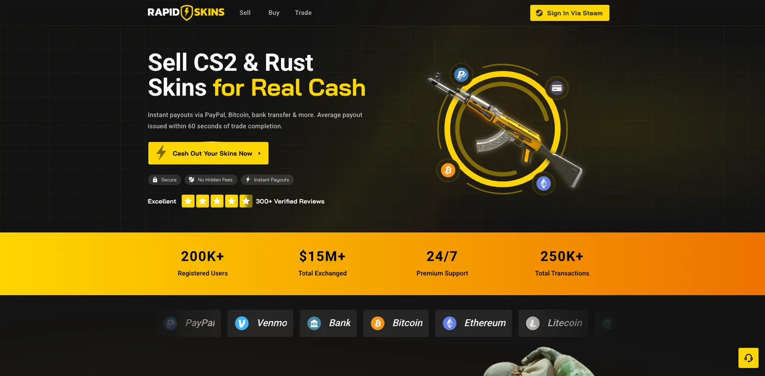 Screenshot of the RapidSkins website
