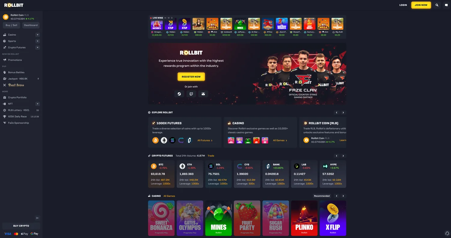 Screenshot of the ROLLBIT website
