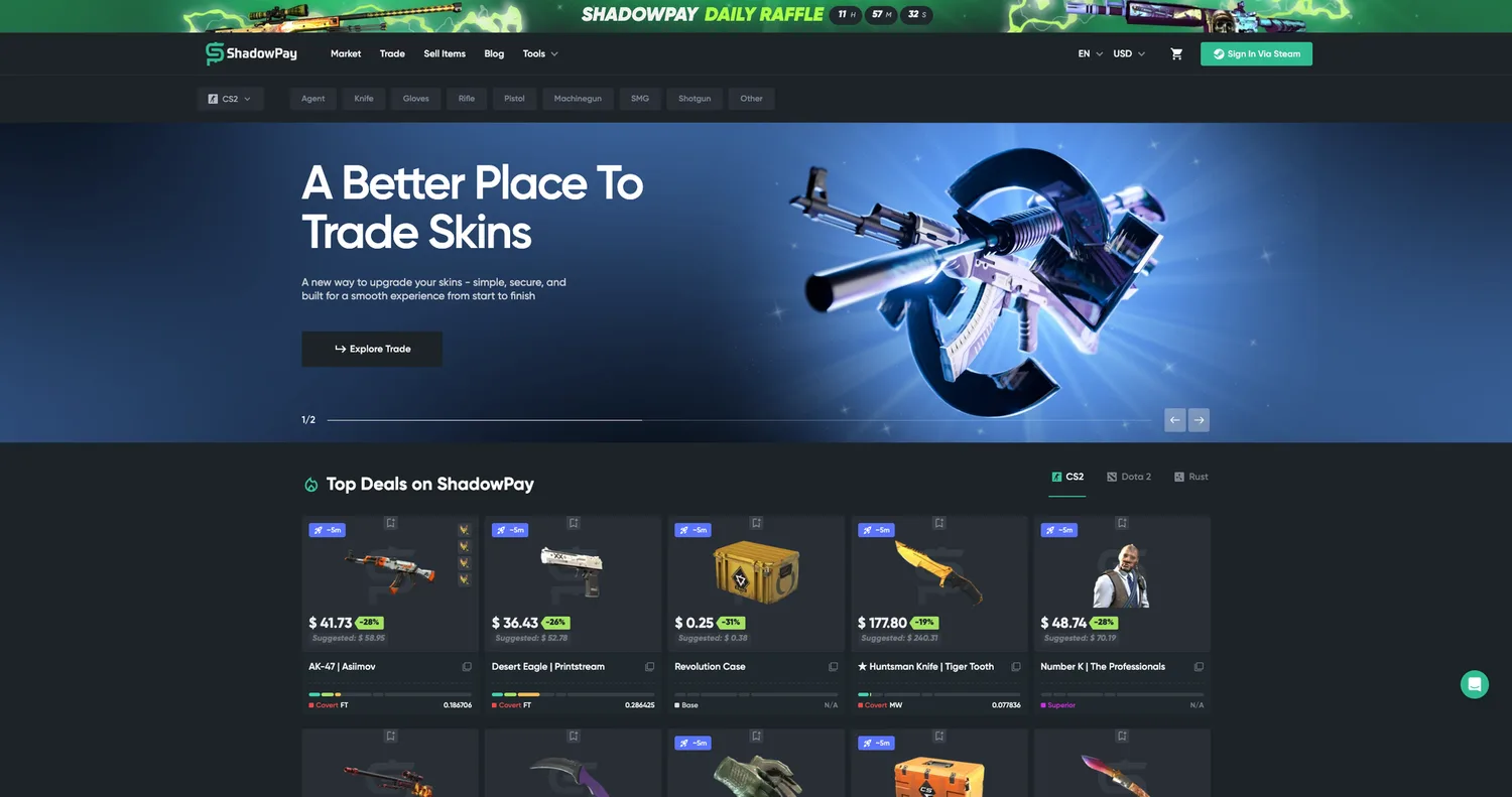 Screenshot of the ShadowPay website