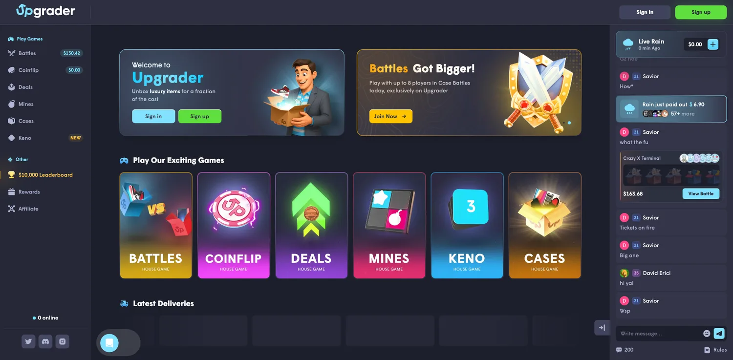 Screenshot of the Upgrader.com website